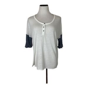 American Eagle Outfitters Baseball Shirt Women's Sz Small 3/4 Sleeves White Blue